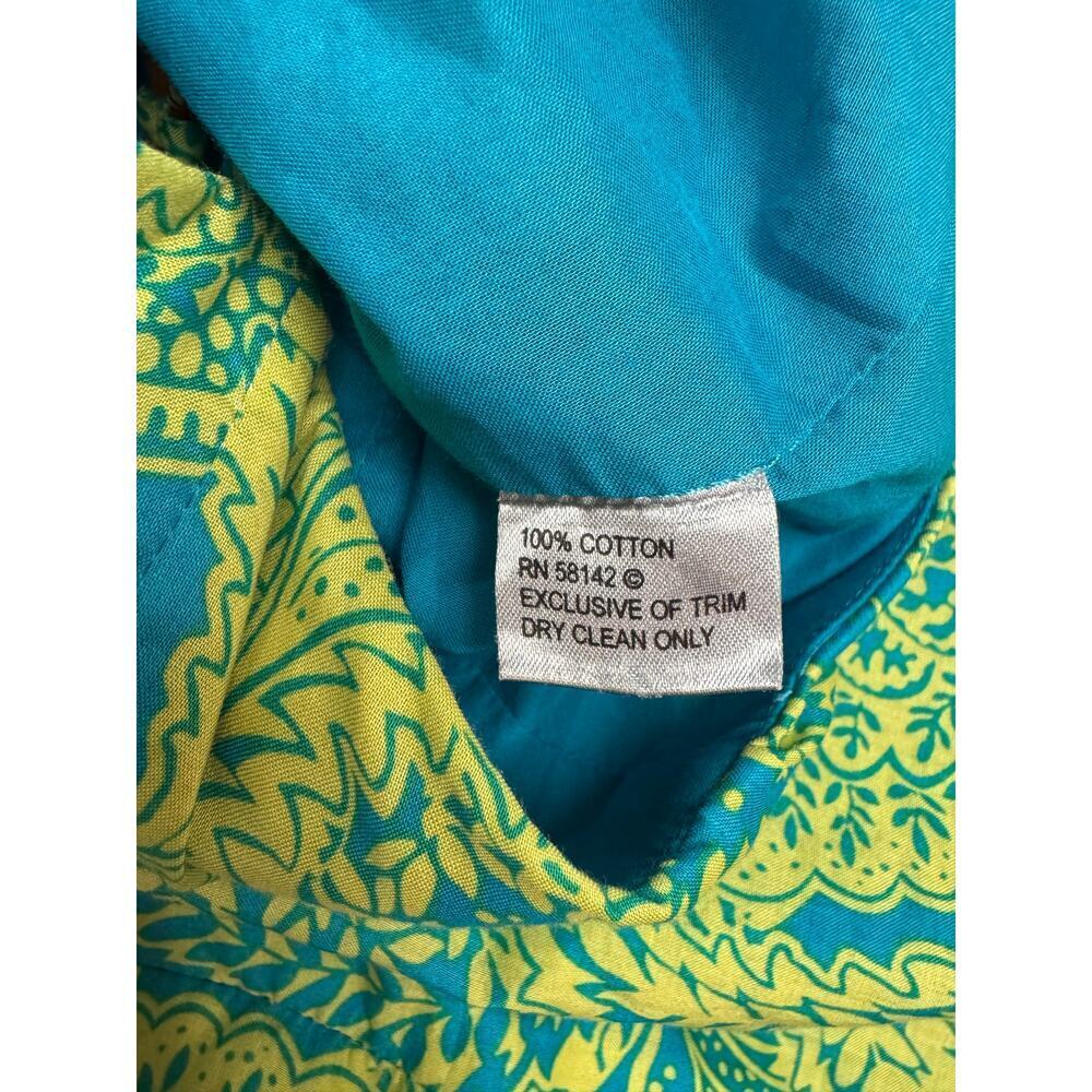 Open Back Dress Boho Details Floral Print Cottage Blue Yellow Twee Size 6 - Picture 5 of 11